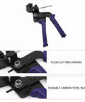 Cable Tie Tool For Quick Tensioning And Cutting With Carbon Steel Pliers, 13 Inch highlighted flush cut mechanism