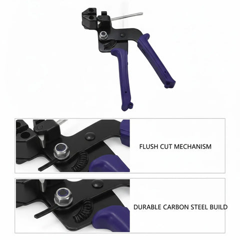 Cable Tie Tool For Quick Tensioning And Cutting With Carbon Steel Pliers, 13 Inch highlighted flush cut mechanism