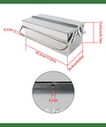 Tough As Nails 16.5 Inch Rustproof Stainless Steel Toolbox With Two Reinforced Tiers And Three Quick Grab Trays showing measurements.