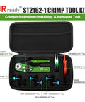 JRready ST2162-1 Crimp Tool Kit showing crimper and positioners in black zipper case for wire crimping projects.