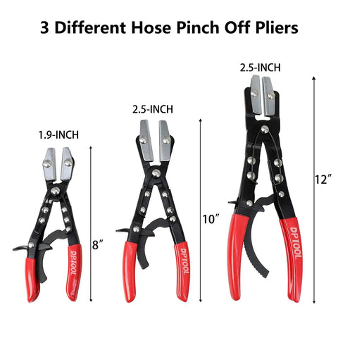 Three Piece Hose Pinch Off Pliers Set 8 10 12 Inch Auto Clamp Off Locking Pliers For Radiator Lines Fuel Lines Heater And Coolant Lines