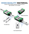 Get High Precision Linear Guide Rail Kit With 2pcs HGR20 Rails And 4pcs HGH20CA Bearing Blocks For Smooth 3D Printer Or CNC Machining Action And Zero Stick Slip. Chrome-plated HGR20 rail kit with pre-drilled holes and bearing steel blocks