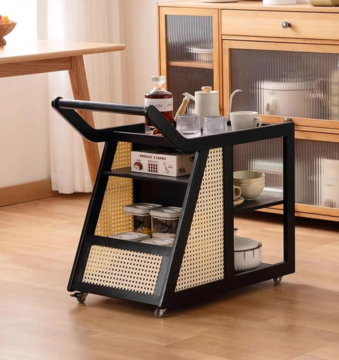 Serving cart on 1 Inch Mini Swivel Caster Wheels Set Of 4 with 2 brakes and 2 without M6 X 15mm Rubber TPE Casters