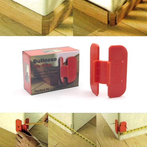 Heavy Duty Bullnose Corner Trim Gauge Dead On Woodworking Marking Jig For Spot On Drywall Crown Base Molding Layouts Tough Abs Plastic in use on curved edge.
