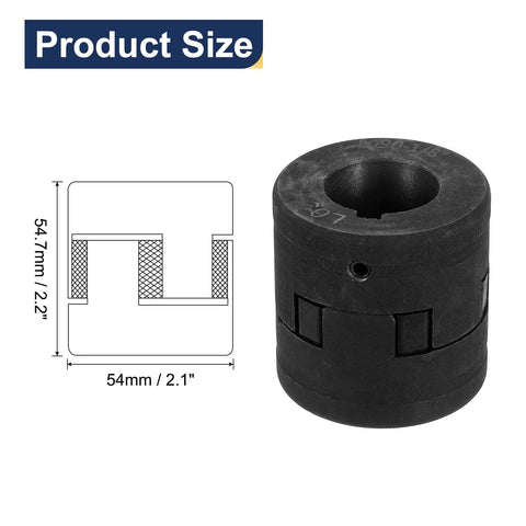 L-jaw coupling, 3-piece set with Buna-N rubber spider, black hubs for 1-1/8 inch shafts