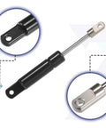 2 Pack Black Gas Spring Lift Supports And Struts For Rv Car Truck Window Cabinet Door Covers Straight Up Built Tough With Zero Sweat Swaps 4 Inch 5lb 22N Universal Replacement close-up showing mounting ends and details.