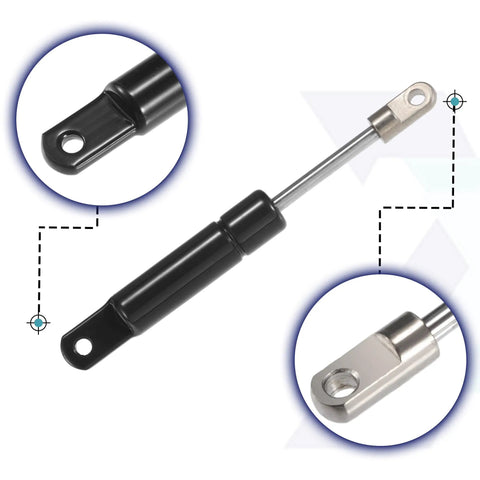 2 Pack Black Gas Spring Lift Supports And Struts For Rv Car Truck Window Cabinet Door Covers Straight Up Built Tough With Zero Sweat Swaps 4 Inch 5lb 22N Universal Replacement close-up showing mounting ends and details.
