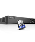 3K Lite 8 Channel Digital Video Recorder With AI Human And Vehicle Detection Hybrid 5 In 1 DVR, 2TB HDD, angled view