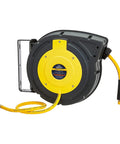 Retractable Air Tool Hose Reel With Polypropylene Case And Three Eighth Inch By Fifty Foot Premium Hybrid Polymer Hose Heavy Duty 300 PSI