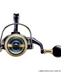 Front view of Saltiga Spinning Reel 20 14000-XH 2020 Model with egg knob handle and heavy-duty construction for offshore fishing.