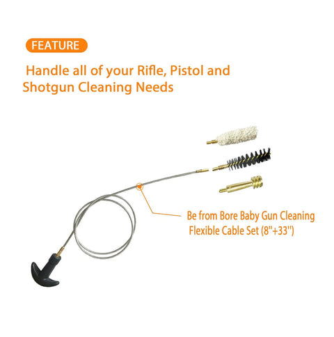 50 Cal Bore Mop Kit With Nylon Bore Brush And Brass Jag, 8-32 Brass Thread, Round Head, Safe For Your Rifle Bore, Gun Cleaning Set