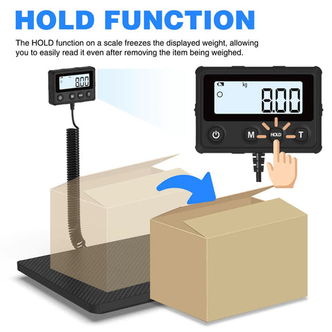 Maxus Shipping Scale 440Lb 10g Accuracy Digital Postal Scale with hold function displayed with cardboard box