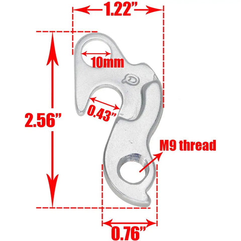 Diagram of Two Pack Bike Derailleur Hanger With Bolts For Cyclocross, Mountain, And Road Bikes, showing dimensions and M9 thread.