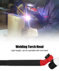 Welder using Air Cooled Welding Torch Head With Flexible Neck For Multi Angle Welding, Lightweight, One Hand Operation.