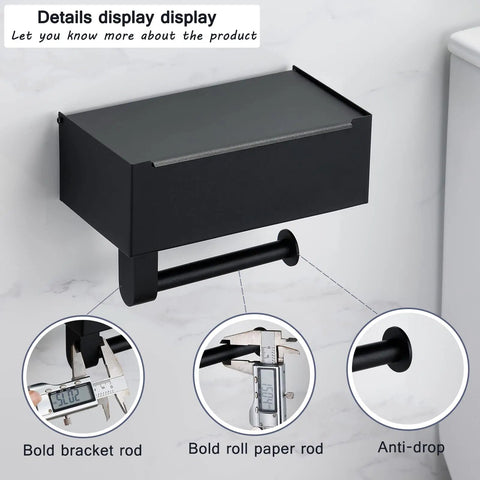 Super Handy Stainless Steel Wall Mounted Toilet Paper Holder With Hidden Shelf To Stash Flushable Wipes And Feminine Products, details