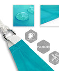 Turquoise 11 By 11 Sun Shade Sail Waterproof Rectangle Canopy for patio with reinforced seams, UV protection, and polyester material.