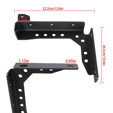 Heavy Duty Rear Bed Channel Stiffeners For 2005 To 2021 Toyota Tacoma With 9 Gauge Steel, showing precise dimensions and mounting holes.