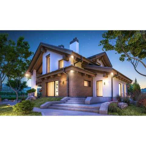 Modern home illuminated by Bronze Smart Bluetooth Outdoor LED Flood Light With Tunable Color Temperature From 2700K To 5000K Dimmable Via App
