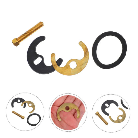 Rock Solid Kitchen Faucet Repair Kit Featuring Copper Horseshoe Gasket And Heavy Duty Mounting Nut Replacement Parts For Sinks Quick Swap No Fuss Plumbing Fix components including copper and black gaskets and metal nut.
