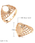 Fresh Rose Gold Oval Mesh Statement Ring For Women Featuring Sleek Polished Surface And Dope Openwork Grid Band, 17mm, 4.3g.