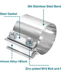 LWNWPPER 2.5-inch exhaust clamp set; 304 stainless steel band with zinc-plated M10 bolts (2 pcs)