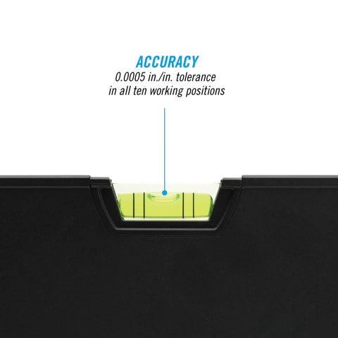 Rock Solid 48 Inch Professional Grade Aluminum Box Level Featuring Dead Accurate Solid Block Acrylic Vials And Bright Contrast Rings For Hella Precise Job Site Measurements