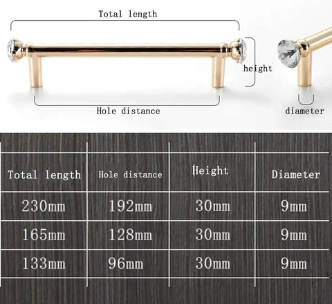 Dimensions of Crystal Cabinet Knobs 2 Pack Diamond Drawer Pulls for Cabinets, Dressers, Wardrobes, Kitchen Furniture shown