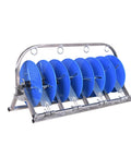 Portable Heavy Duty Four Axis Cable Rack And Wire Dispenser with blue reels, durable metal frame, for industry and DIY use.