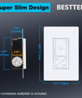 Slick Digital LED Dimmer Switch With Air Gap Power Cut Off And Precise Brightness Adjustments For Zero Hassle Three Way Lighting upgrades dimensions and slim design