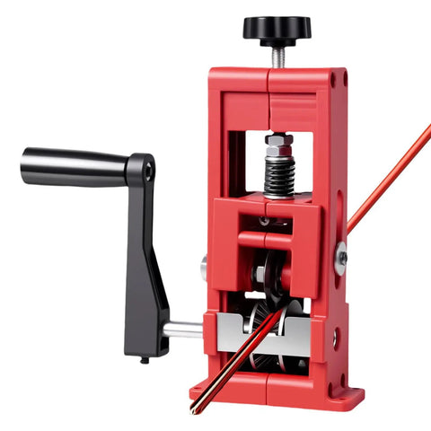Hand Crank Wire Stripper Machine For Copper Recovery Bulk Processing Double Drive Design Universal fast stripping tool in red.