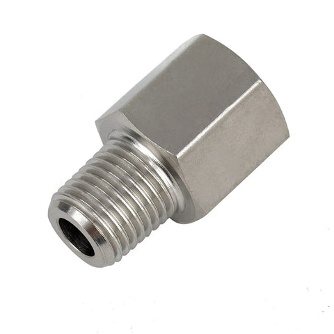 Stainless Steel 304 NPT to Metric Thread Adapter, 1/4 Inch NPT Female to M14 X 1.5 Male Pipe Fitting, Heavy-Duty 16 MPa