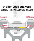 Diagram showing 2° drop lock on 10 Series 1 Inch By 3 Inch T Slotted Aluminum Extrusion For DIY Linear Rail And Frame Projects.