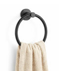 Stainless Steel Towel Ring For Bathroom Wall Mounted Holder Black Matte Finish No Fuss Rust Resistant SUS304 Round Design
