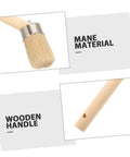 Close-up of wood handle pig bristle paint brush for acrylics stain and wall painting, showcasing natural bristles and wooden handle.