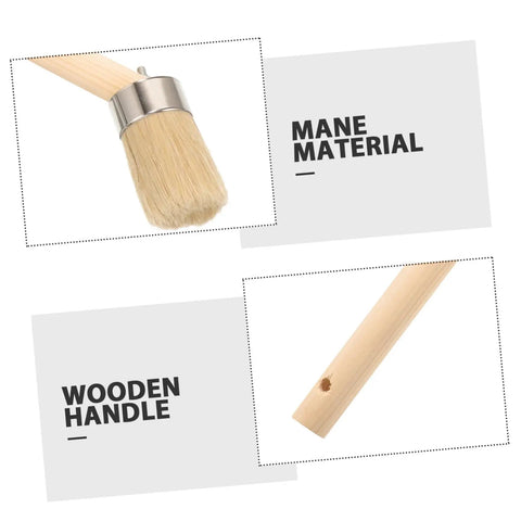 Close-up of wood handle pig bristle paint brush for acrylics stain and wall painting, showcasing natural bristles and wooden handle.