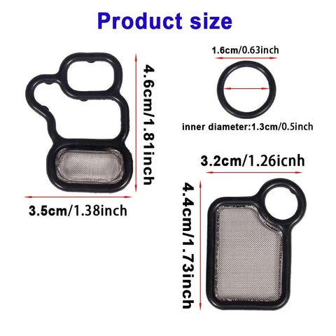 VVT VTEC Solenoid Gasket Valve Cover Set Spool Valve Filter Screen size dimensions for Honda Accord Civic CRV Acura
