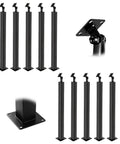 35 Inch Heavy Duty Holeless Stair Railing Spindles In Slick Matte Black Finish With Easy Mounting Kit, showing multiple spindles and brackets.
