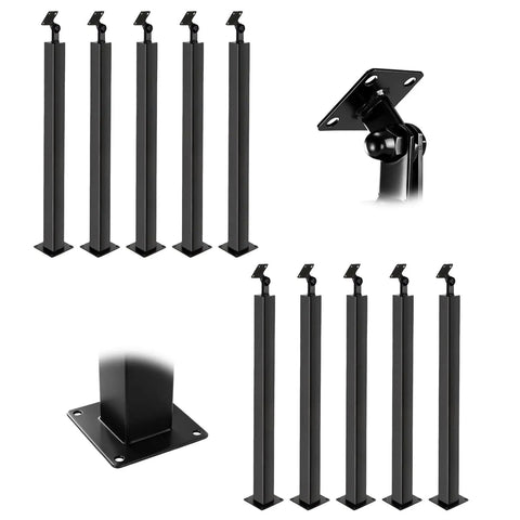 Hella Sturdy Holeless Railing Post With Slick Adjustable Swivel Design For Deck Porch And Outdoor Stairs Matte Black Iron Guardrail Support. Set of 7 posts.
