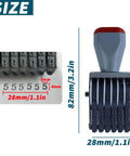 Kickass Six Digit Number Roller Stamp With Changeable Price Date Wheels For Custom Scrapbooking And Office Projects Slick Rubber Rolling Seal Tool Hardworking Handheld Stationery Game Changer, showing size details with measurement indicators.