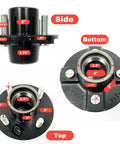 2000 Lb Trailer Spindle With 4x4 Bolt Circle Hub BT8 1 Inch Spindle Ready To Roll dimensions side bottom top views