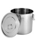 Top Shelf 304 Stainless Steel Airtight Storage Canister With Hella Secure Locking Clamps 5 Point 5 Gallon open lid view