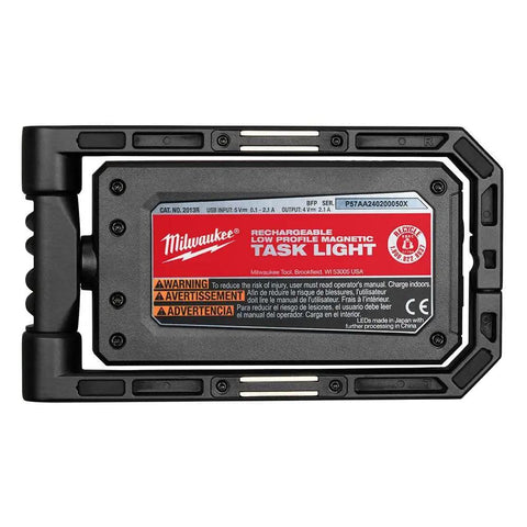 Back view of Low Profile Magnetic Task Light with Three Modes High 500 Lumens Medium 250 Lumens Low 100 Lumens Magnetic Mount