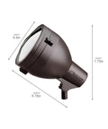 HID Accent Light One Light 120V Textured Architectural Bronze Outdoor Fixture With Tempered Clear Glass For Wet Locations Ideal For Entryways Walkways And Patios Measures 7.75 Inches High 6.5 Inches Wide And 9.75 Inches Long, side view.
