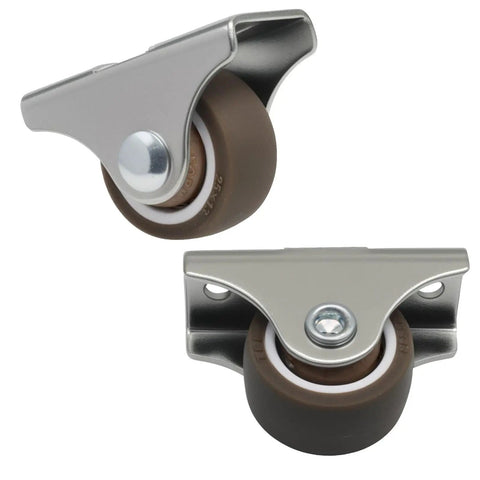 Eight Pack Mini Fixed Caster Wheels, 1 Inch Low Profile TPE Rubber Casters With Screws For Furniture, Drawers, Cabinets
