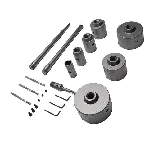 Heavy Duty Hole Saw Set For Concrete Wall Drilling With Efficient Tungsten Steel Bits And Dust Ventilation System, 7-piece kit
