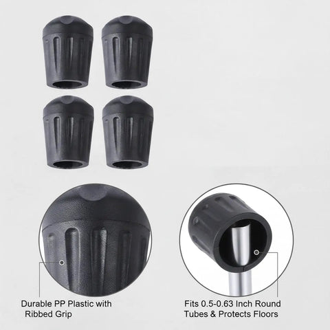 PP Chair Leg Floor Protectors For Round Tubes 0.5 To 0.63 Inch Diameter 4 Pack Furniture Glides For Hardwood Floors Smooth Glide