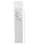 Top Shelf Screw Mount Cable Ties Packed In A Bag Of One Hundred Pieces Measuring Eight Inches Black With A Knockout Fifty Pound Pull Rating Plenum Approved Sun Proof For Indoor Outdoor Cable Wrangling That Is Dead Simple, shown in packaging.