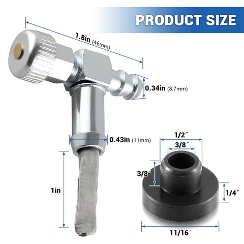Fuel Shut Off Valve And Grommet Kit For 33 64 Inch Fuel Tank Hole Fits Coleman Powermate 4200 5000 Generators, MTD Cub Cadet