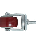 Swivel caster wheel, 2-inch red polyurethane wheel with steel frame and threaded stem