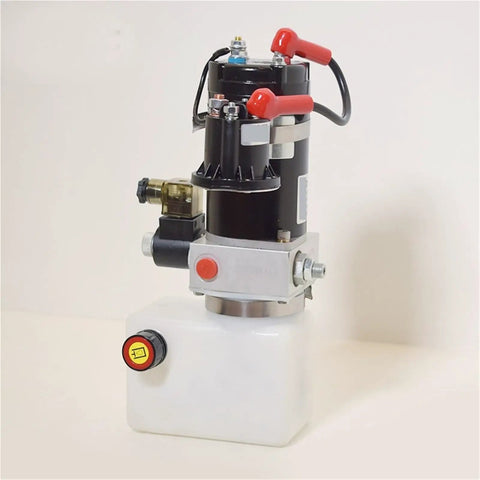 Compact 12V Or 24V Hydraulic Power Unit With.75L Reservoir For Electric Pallet Trucks, featuring robust double way pump and oil tank.